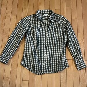 J Crew Size Small Green and White checker button up shirt